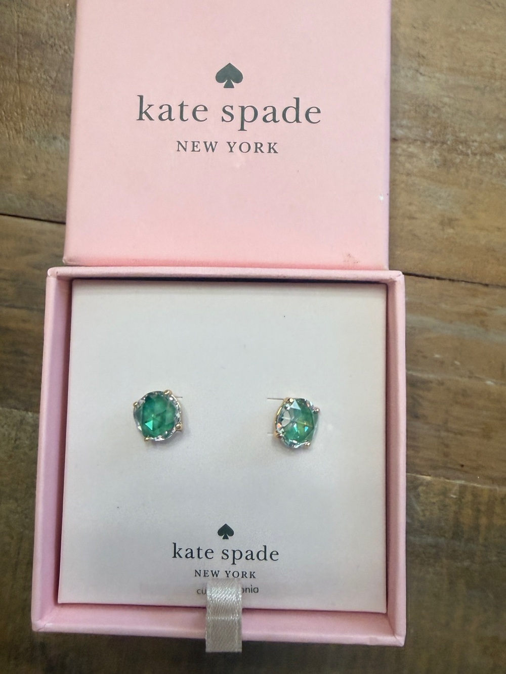 kate spade Green Crystal Halo Stud Earrings
